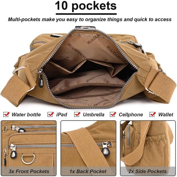 Tianhengyi Multi-Pocket Crossbody Bag for Women Waterproof Travel Shoulder Purse - Picture 5 of 6